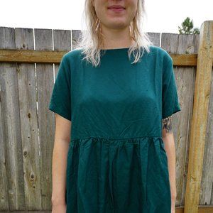 Tradlands Nico Linen Dress Emerald Size M